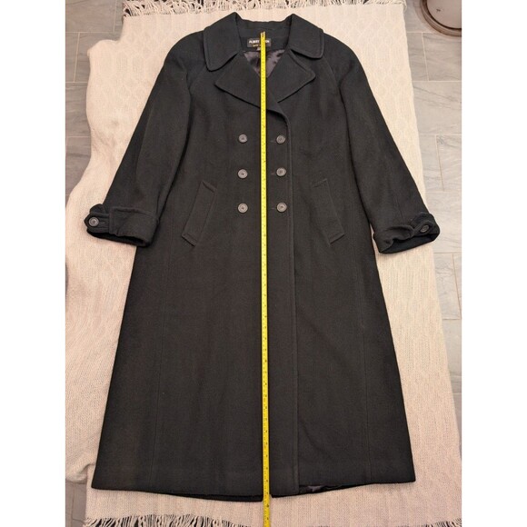 Albert Nipon Gold Label Wool/Cashmere Blend 14P Full Length Black Trench Coat - Picture 3 of 12